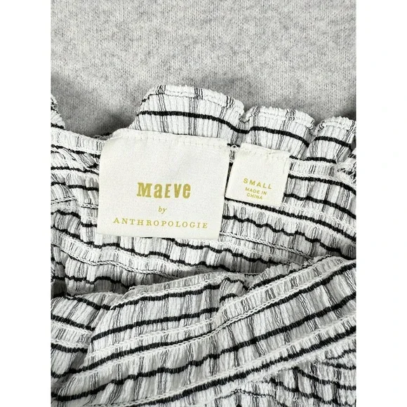 Maeve Anthropologie Shirt Womens Small Checkered Ruffle Smocked Cottagecore - Picture 3 of 6